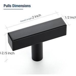30 Pack Solid Square Bar Cabinet Handle Matte Black Cupboard Pulls for Kitchen
